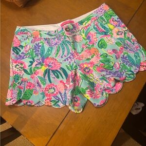 Lilly Pulitzer High Waist Floral Shorts - Pink, Green, Purple